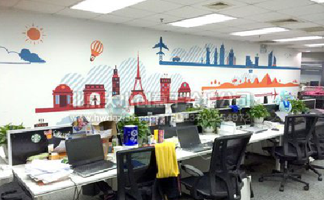 白河教你设计办公室墙绘的方法。