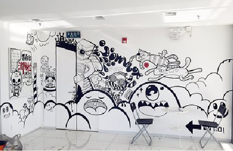 白河手绘墙并非传统涂鸦。